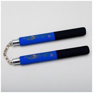 Photo of Black / Blue Foam Safety Ball Bearing Nunchaku 12"