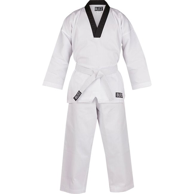Photo of Blitz Adult V-Neck Martial Arts Gi - 7oz (WHITE/BLACK)