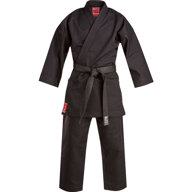 Photo of Blitz Adult Silver Tournament Karate Gi - 14oz (BLACK)